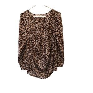 Urban Vine Semi Sheer Maternity Shirt Top size Large Leopard Black